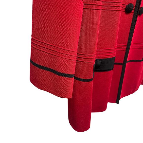 Ming Wang Red Black Acrylic Knit 3/4 Sleeve Cardigan Sweater Womens Large - Picture 2 of 6